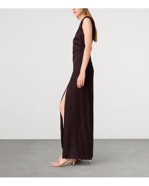 Maje Purple Ruched Sleeveless Midi Dress