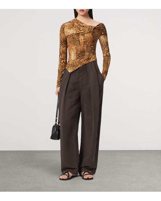 AllSaints Brown Animal Print Arlie Top