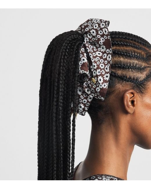 Sandro Brown Silk Floral Print Scrunchie