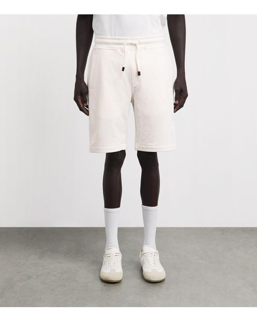 Isaia White Drawstring Sweatshorts for men