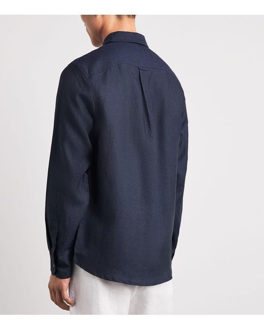 Derek Rose Blue Linen Monaco Shirt for men