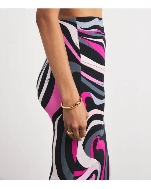 Emilio Pucci White Jersey Marmo Print Maxi Skirt