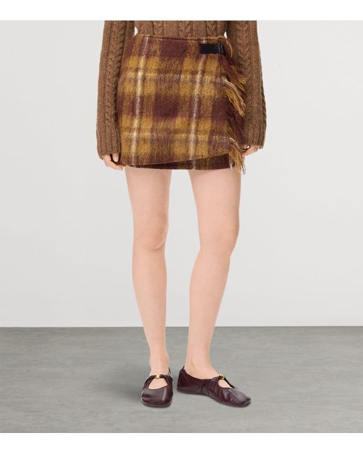 Loewe Brown Mohair-Wool Buckled Mini Skirt