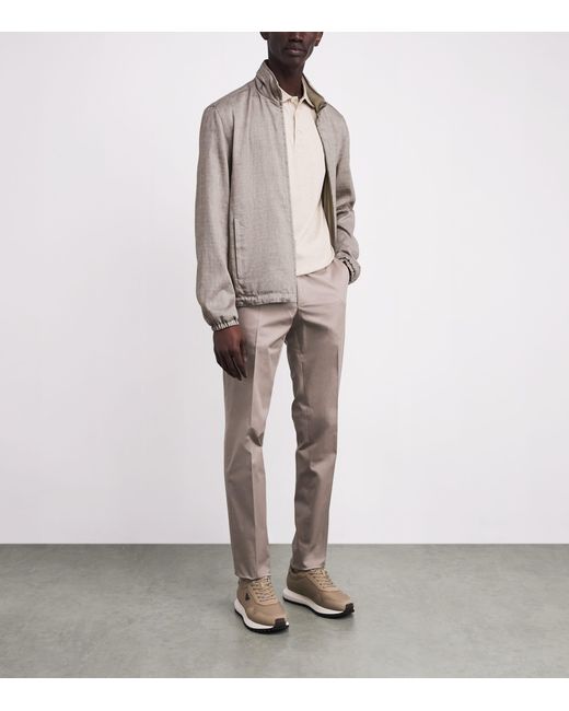 Corneliani Gray Linen-Blend And Nylon Reversible Jacket for men