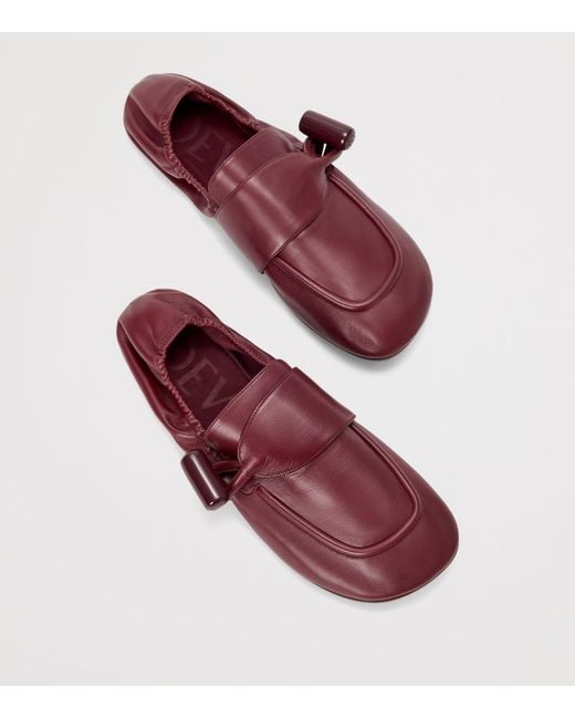 Loewe Purple Leather Toggle Loafers