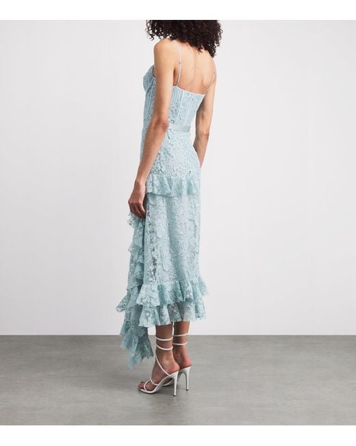 Erdem Blue Floral Lace Midi Dress