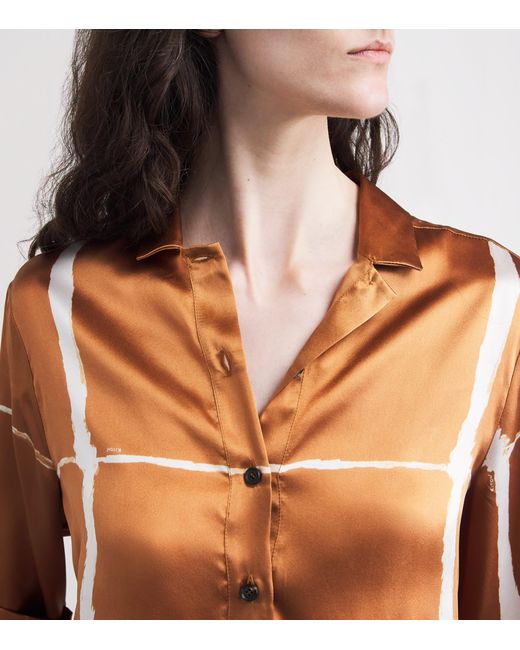 Kiton Brown Silk Printed Shirt