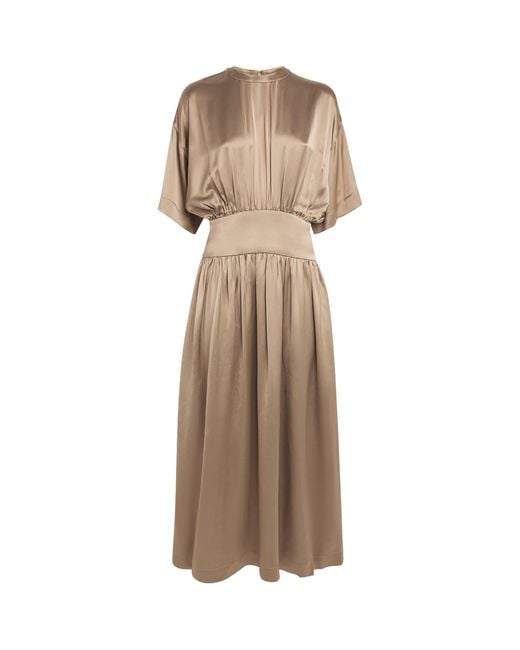 Totême  Natural Satin Ruched Maxi Dress