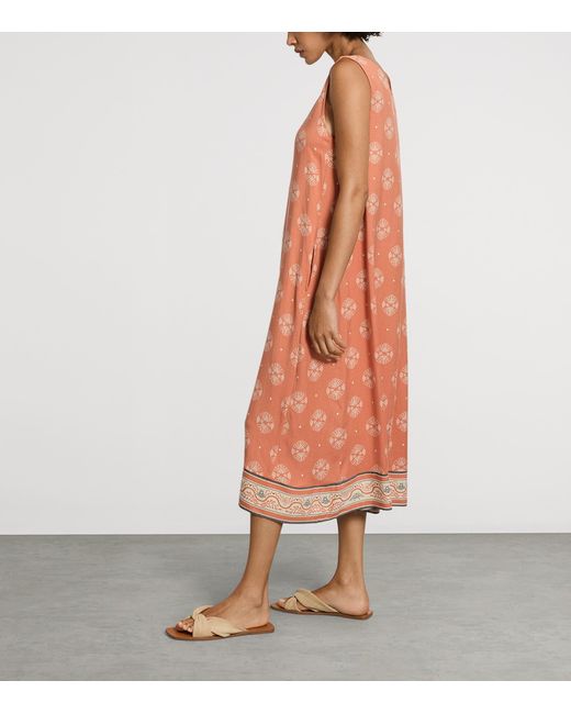 Hanro Pink Patterned Scoop-Neck Midi Dress