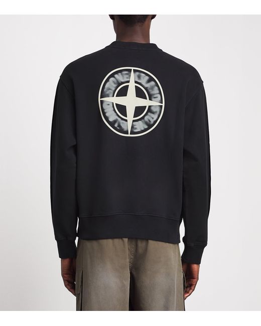 Stone Island Black Oversized Desert Print Sweatshirt for men