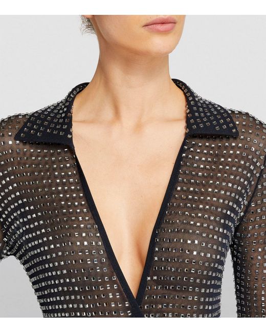 Christopher Esber Black Crystal-embellished Bodysuit