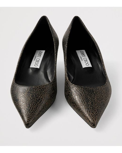 Jimmy Choo Black Amelia 35 Crackled Leather Pumps