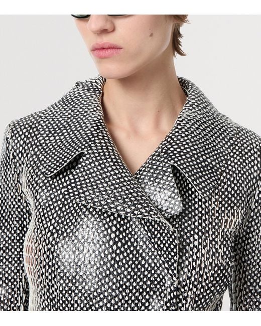 Tom Ford Gray Perforated Leather Trench Coat