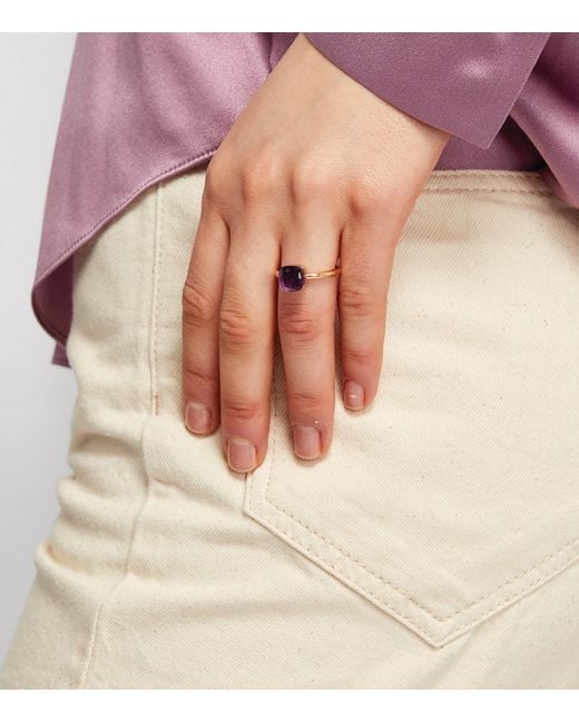 Pomellato Brown Rose, And Amethyst Nudo Petit Ring