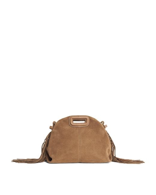 Maje Brown Mini Suede Miss M Shoulder Bag