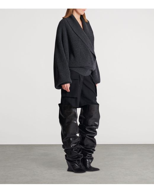 Balmain Blue Wool Oversized Wrap Sweater