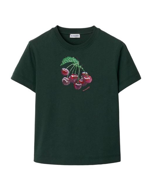 Burberry Green Crystal-embellished Cherry T-shirt