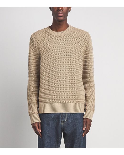Vince Natural Cotton-Cashmere Waffle Knit Sweater for men