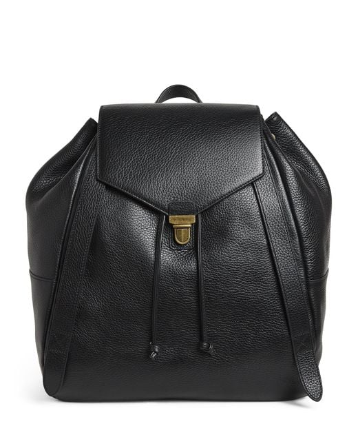 Emporio Armani Black Pebbled Leather Backpack for men