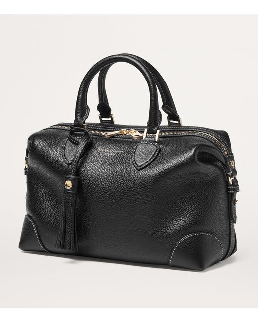 Aspinal Black Leather Midi The Hudson Bowling Bag