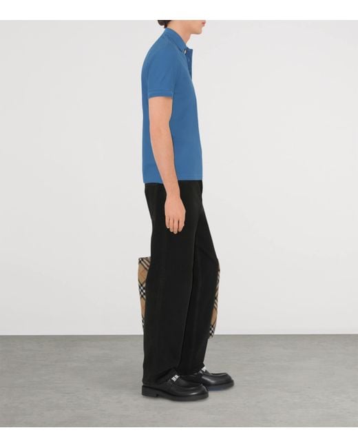 Burberry Blue Piqué Cotton Polo Shirt for men