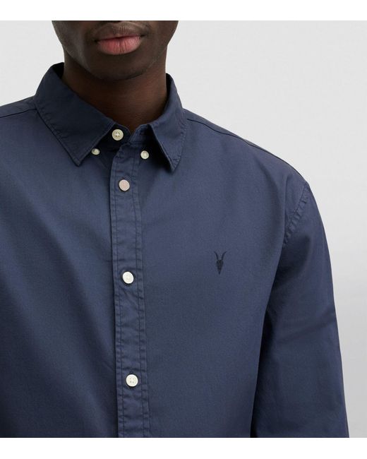 AllSaints Blue Stretch-cotton Hawthorne Shirt for men