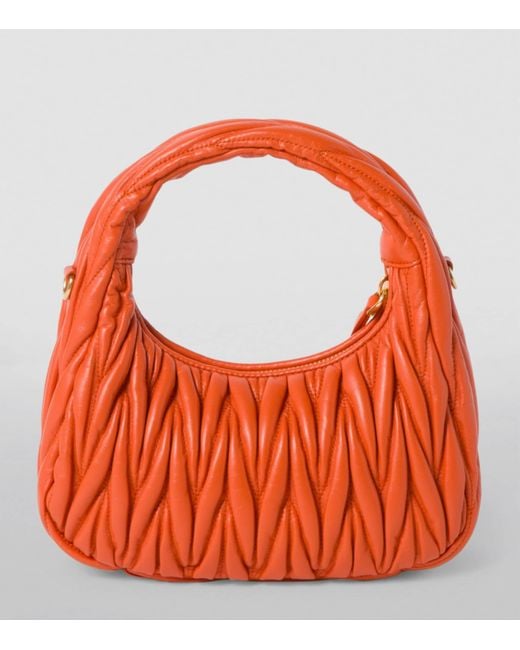 Miu Miu Orange Small Matelassé Leather Wander Top-Handle Bag