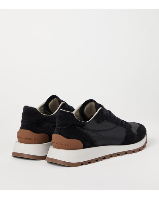 Brunello Cucinelli Blue Suede Technical Running Sneakers