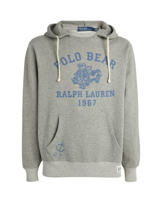 Polo Ralph Lauren Gray Fleece Polo Bear Hoodie for men