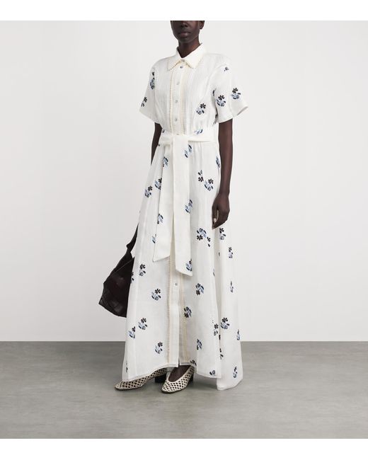 Lug Von Siga White Linen Embroidered Vera Maxi Dress