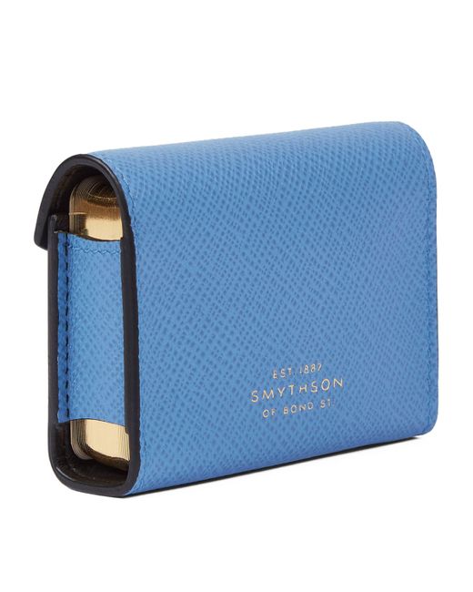 Smythson Blue Leather Panama Playing Card Case