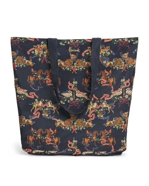 Harrods Blue Great British Pocket Shopper Bag