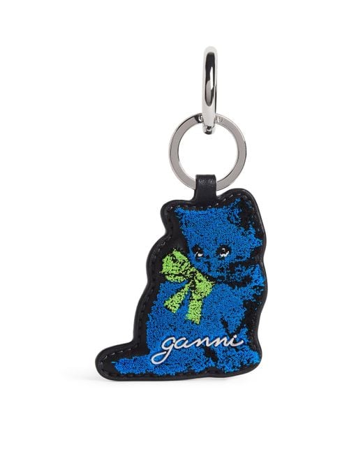 Ganni Blue Cat Keyring