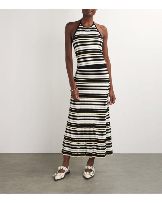 Ganni Striped Midi Skirt in Black Lyst UK