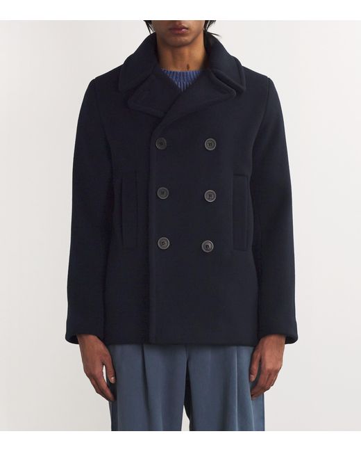 Sandro Blue Wool-Blend Peacoat for men