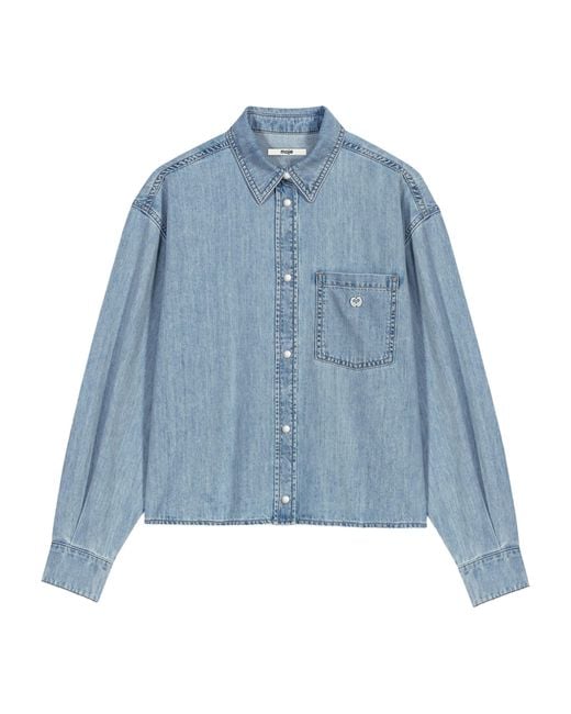 Maje Blue Denim Logo Shirt