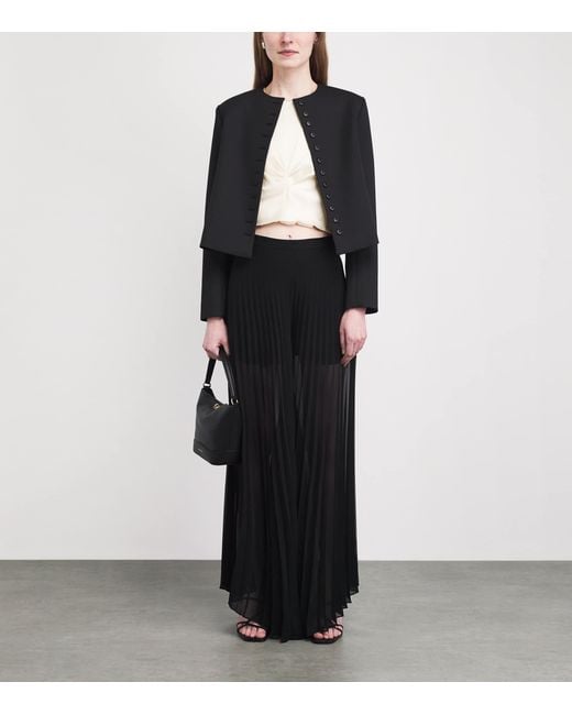 Sandro White Satin Pleated Crop Top