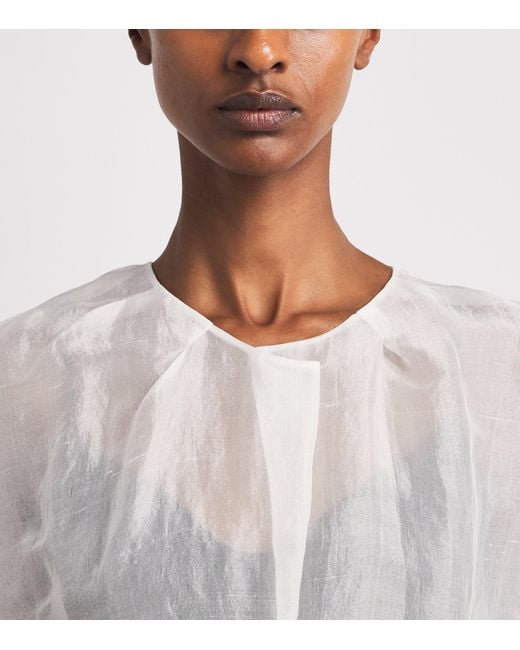Khaite White Silk Asymmetric Rumi Blouse