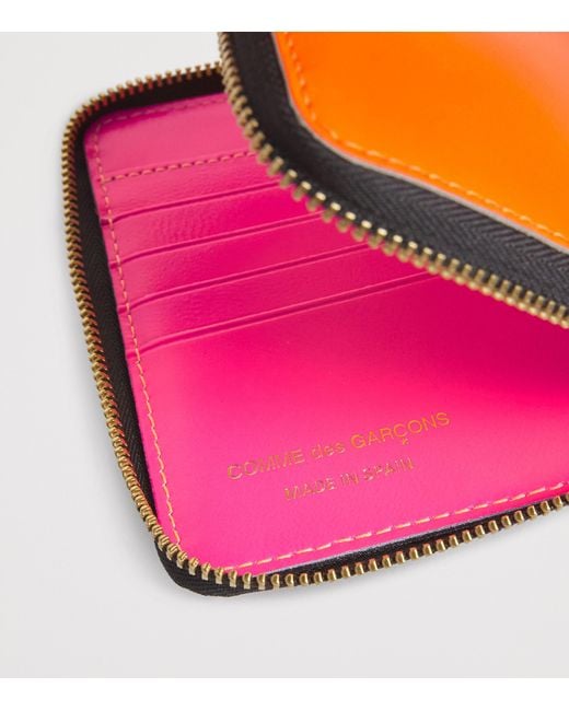 Comme des Garçons Orange Medium Leather Super Fluo Wallet for men