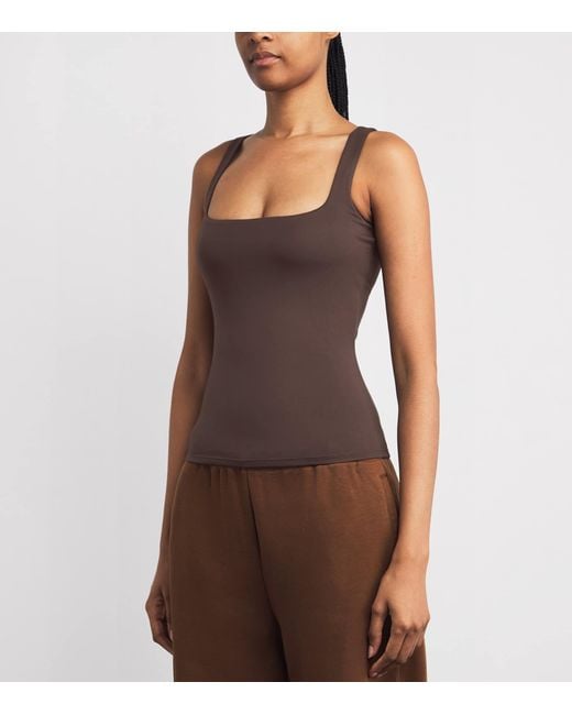 Skims Brown Smooth Layers Square-Neck Cami Top