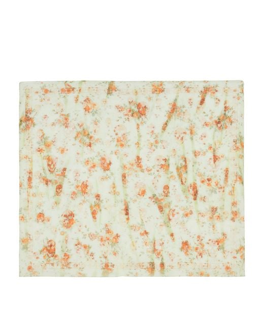 McQueen Metallic Silk Floral Skull Scarf