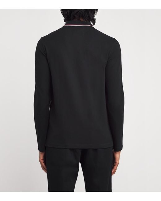 Emporio Armani Black Stretch Piqué Cotton Polo Shirt for men