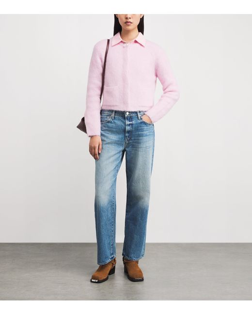 Maje Pink Cropped Bow Cardigan