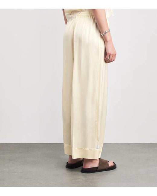 Sandro Natural Satin Wide-Leg Trousers