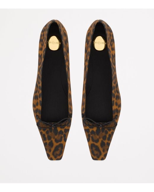 Saint Laurent Black Leopard Poppy Ballet Flats