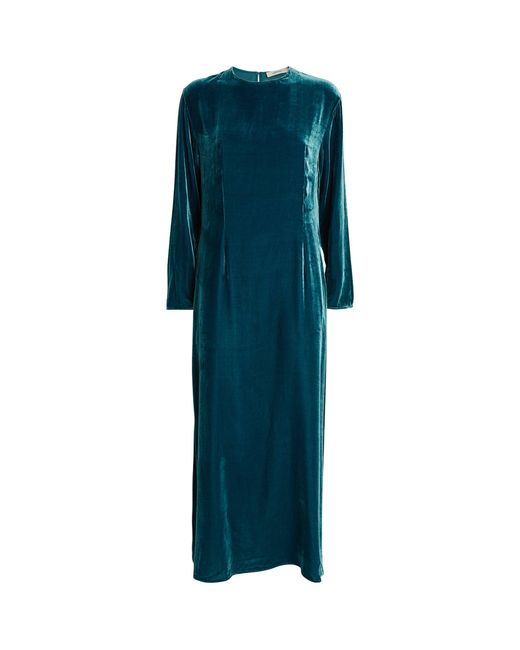 Asceno Blue Velvet Jody Maxi Dress