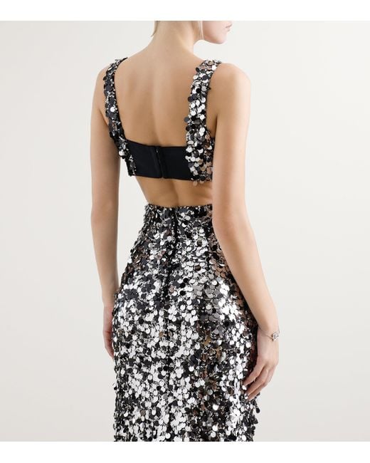 Dolce & Gabbana Black Embellished Sequin Crop Top