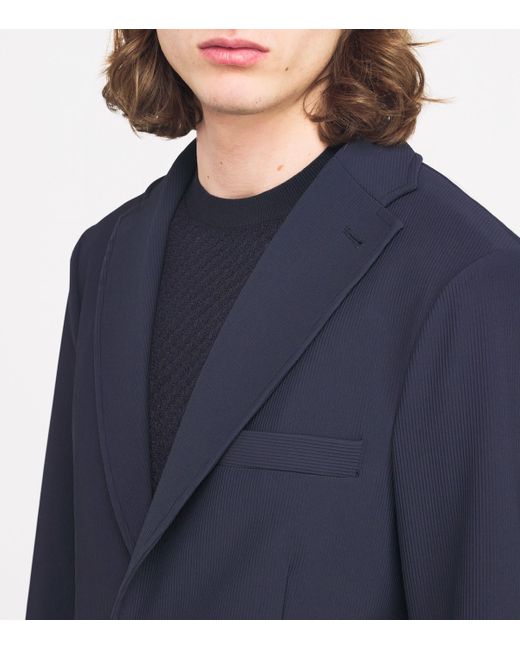 Emporio Armani Blue Detachable-Insert Hooded Blazer for men