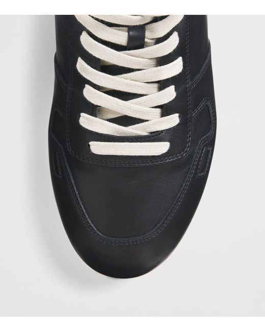 Rick Owens Black Leather Minimal Low-Top Sneakers for men