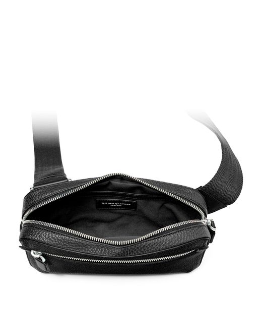 Aspinal Black Leather Reporter Compact Belt Bag for men